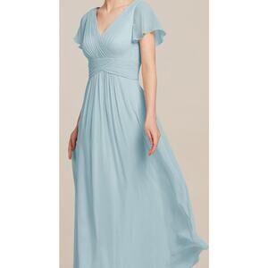 BRIDESMAID sz 4 S blue skylight Griffin chiffon wedding guest maxi dress NEW b95